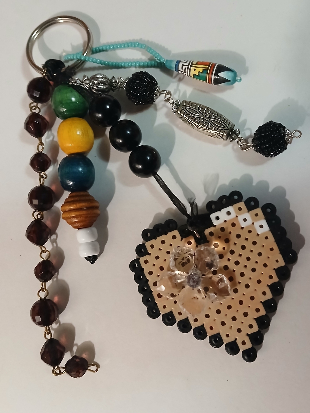 Handmade Beaded Heart Keychain Bag Charm